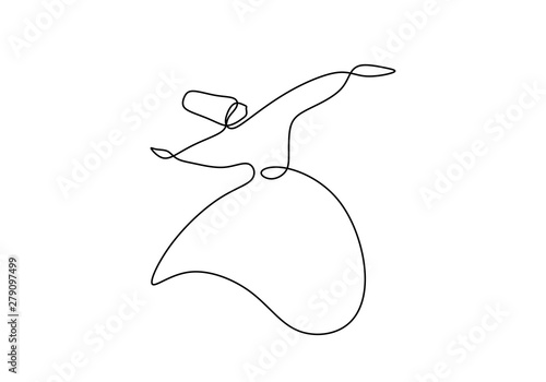 Continuous one line drawing of sufi dancer vector illustration. Traditional Sema dancing minimalist design.