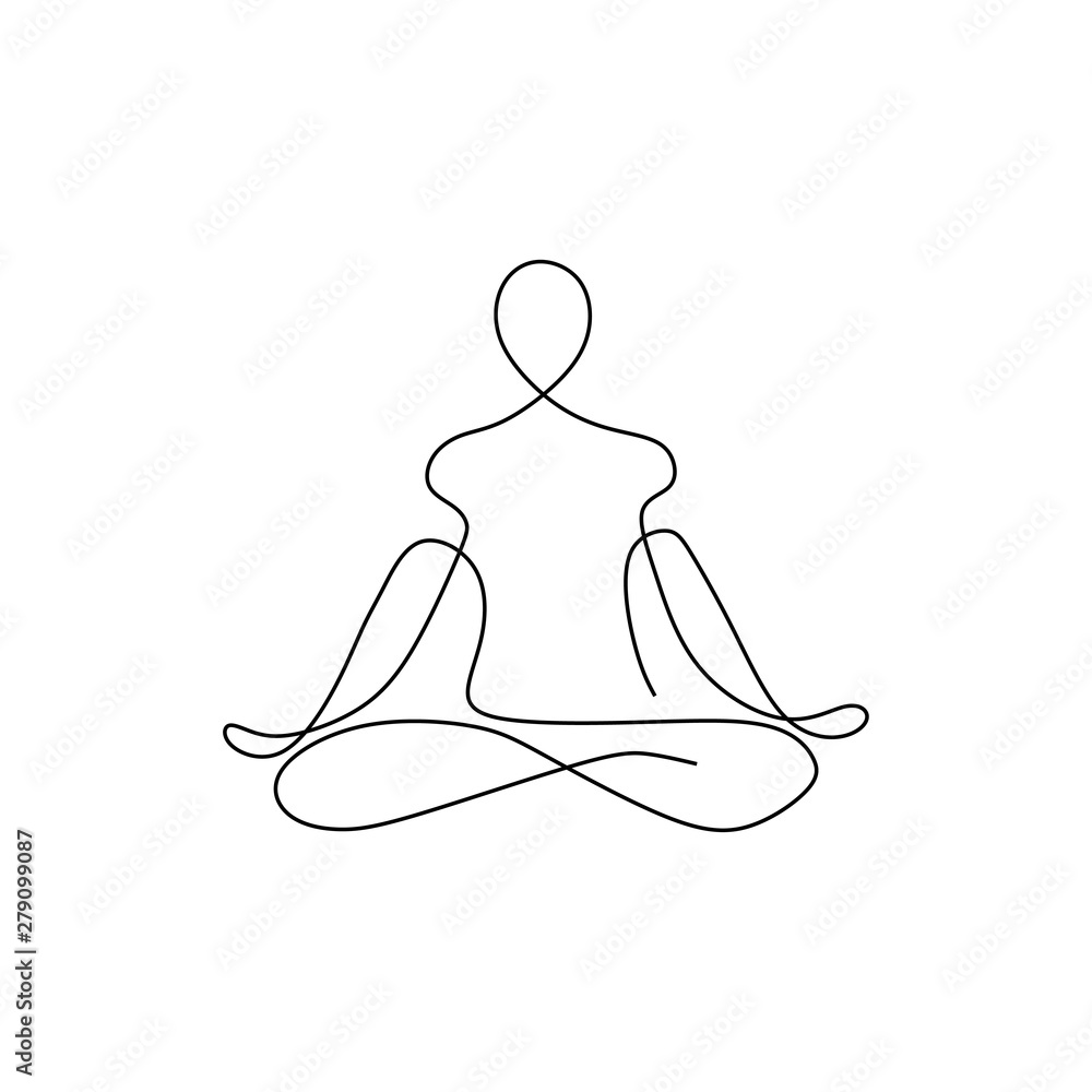 yoga namaste concept continuous one line drawing minimalist design.  Minimalism theme vector illustration. Stock Vector