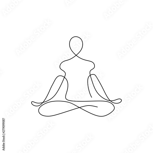 yoga namaste concept continuous one line drawing minimalist design. Minimalism theme vector illustration.