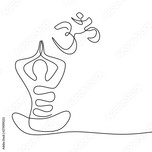 Namaste concept continuous one line drawing of yoga symbol for meditation and relaxation.