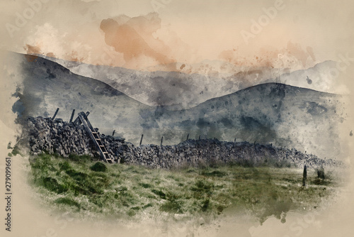 Digital watercolor painting...