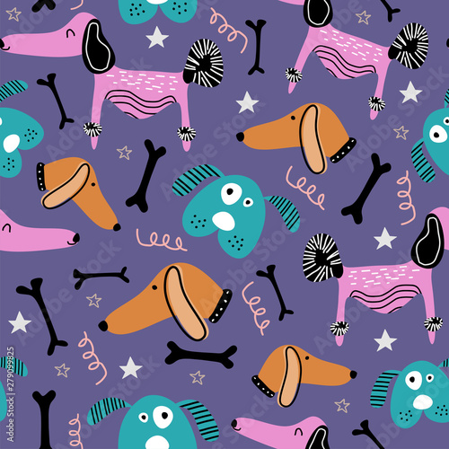 Baby dog seamless pattern d...