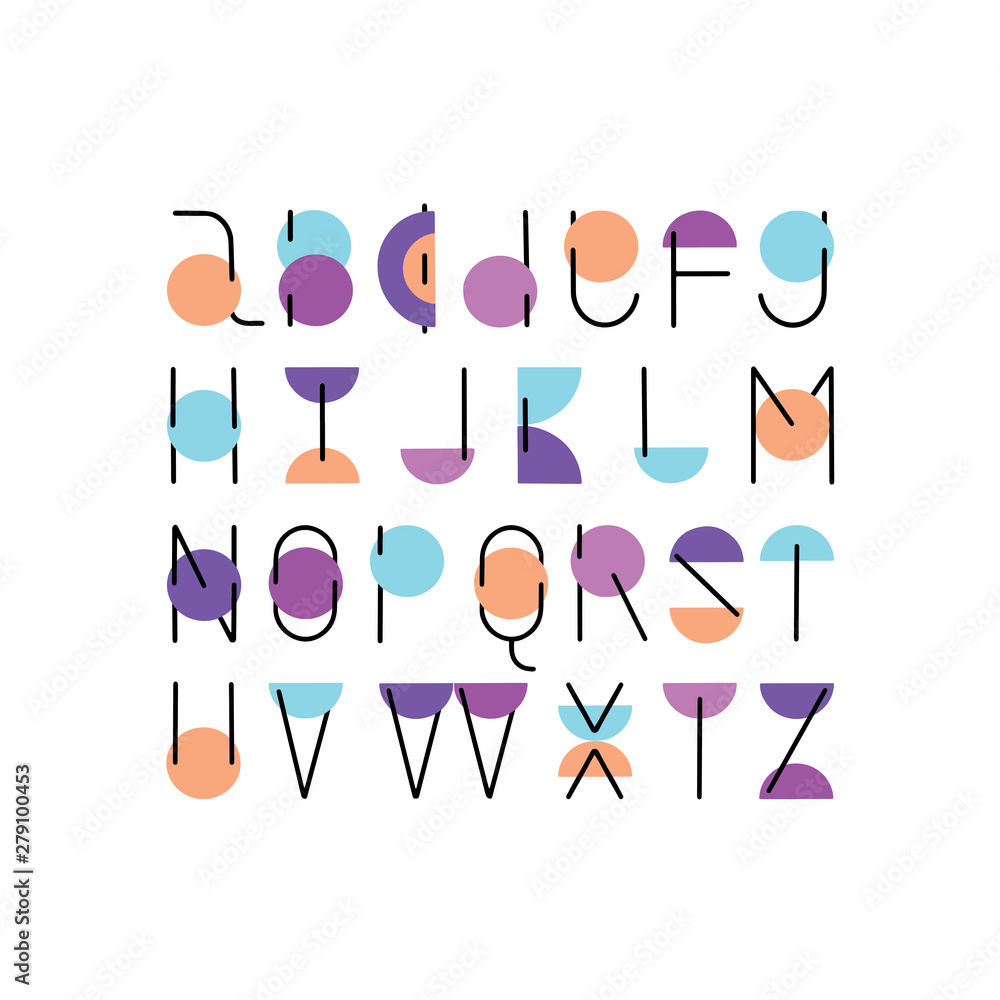 vector abc alphabet minimal hand drawn design
