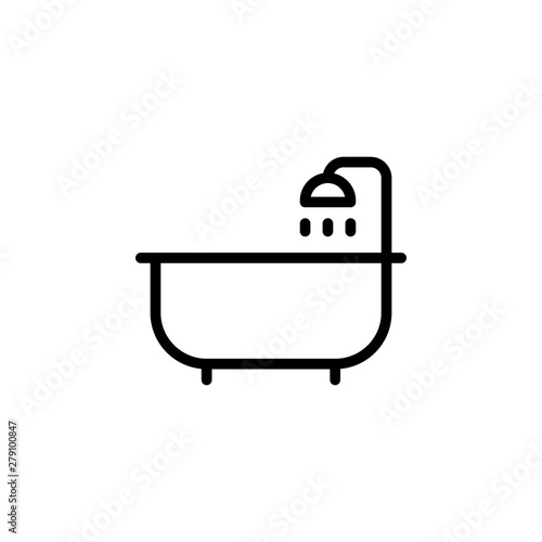 bathtube, with, shower icon. Simple thin line, outline illustration of water icons for UI and UX, website or mobile application