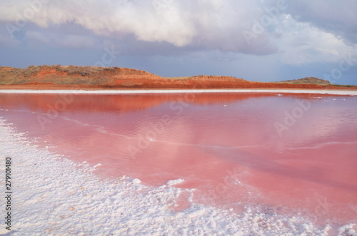 Pink calt lake in Crimea. Evpatoria, lake Sasyk-Sivash