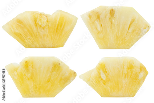 set of piece pineapple isolated on white background