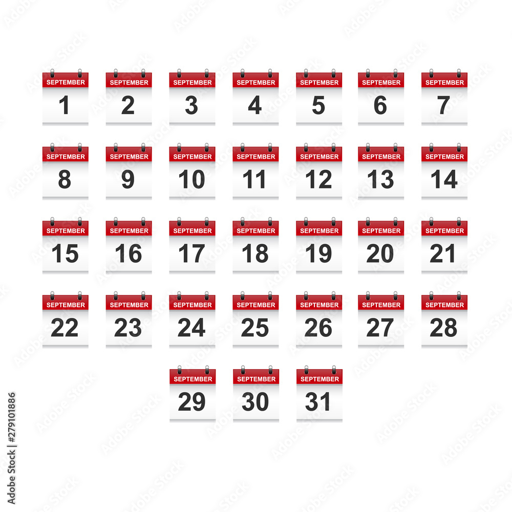 September calendar 1-31 illustration vector art September calendar 1-31 illustration vector art