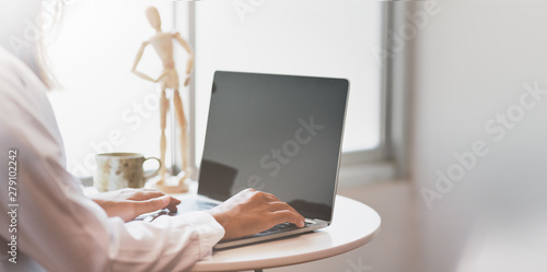 Young female freelancer typing on laptop © bongkarn