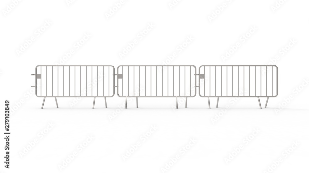 3d rendering of a crowd control fence isolated in white background 3d rendering of a crowd control fence isolated in white background
