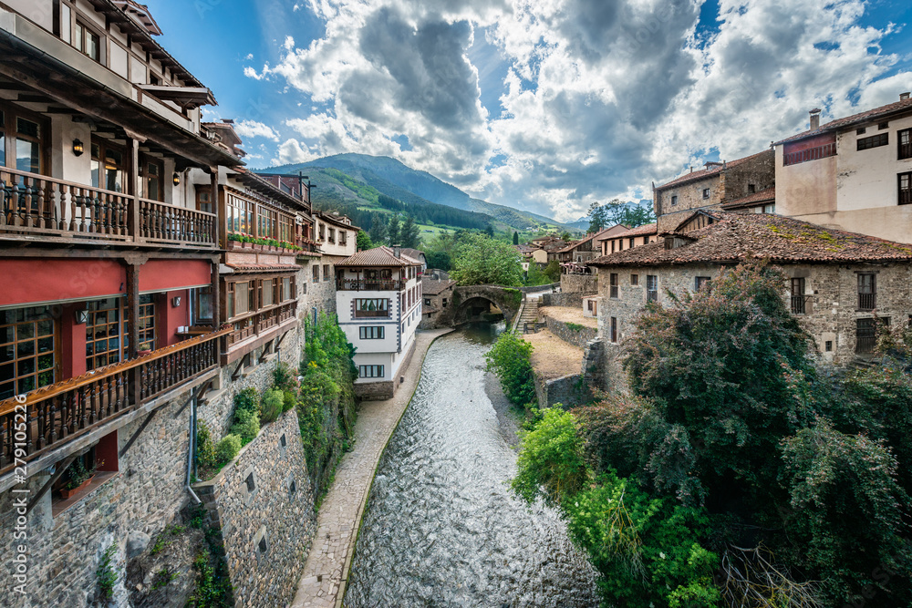 Potes city in Cantabria province, Spain.