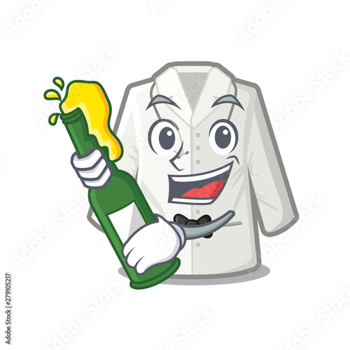 With beer doctor coat hanging on cartoon wall