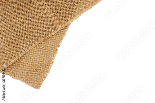 Photos Rustic brown burlap cloth, isolated on white background.