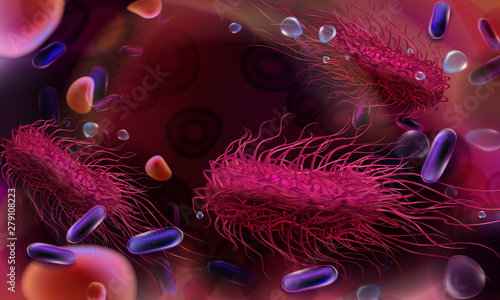 SNn Bacteria salmonella and rod-shaped bacteria. Vector illustration