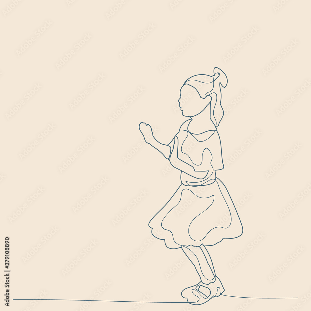 child with lines, on a beige background, girl child with lines, on a beige background, girl