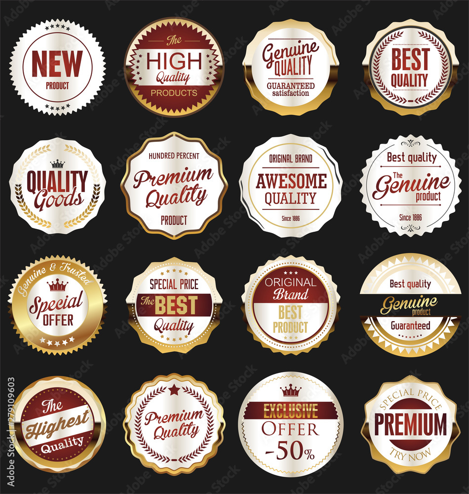 Collection of luxury golden design elements badges labels and laurels 1 Collection of luxury golden design elements badges labels and laurels 1