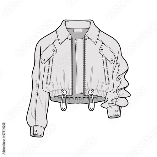 Outer Jacket fashion flat sketch template