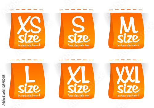 Sizes clothing labels collection