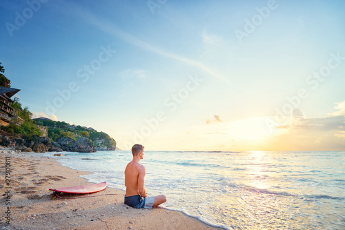 Canvas Print Surfing and meditation