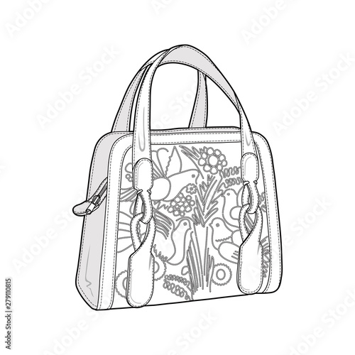 Bag fashion flat sketch template