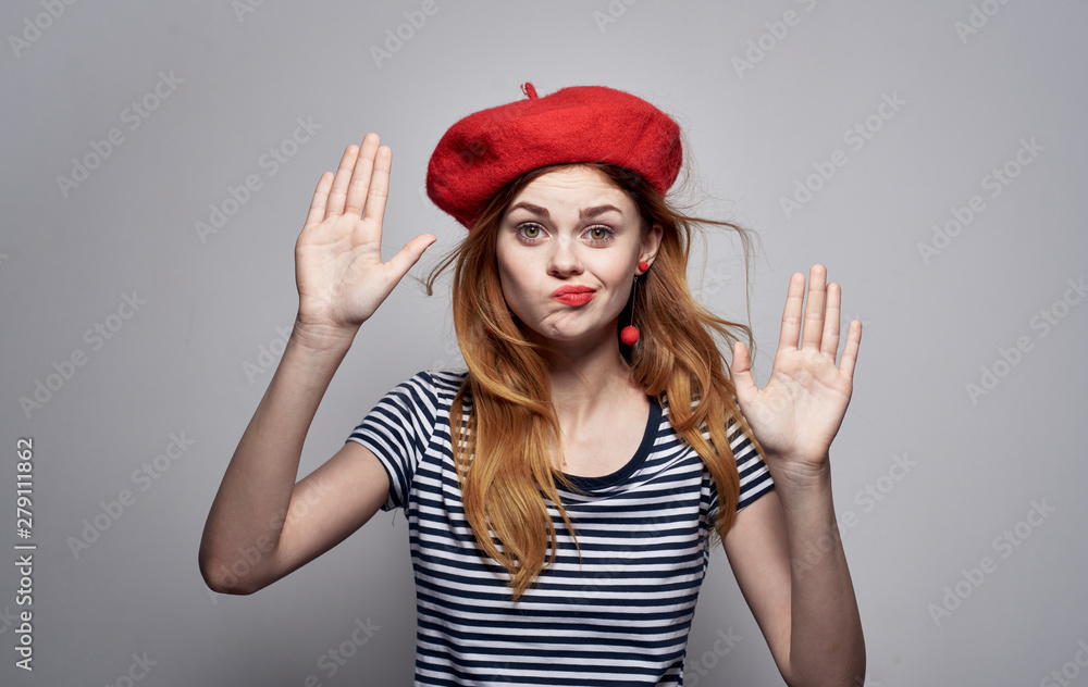 young woman in red hat young woman in red hat