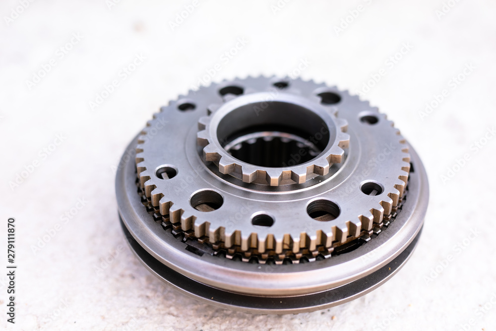 Obraz premium New car parts on a gray background