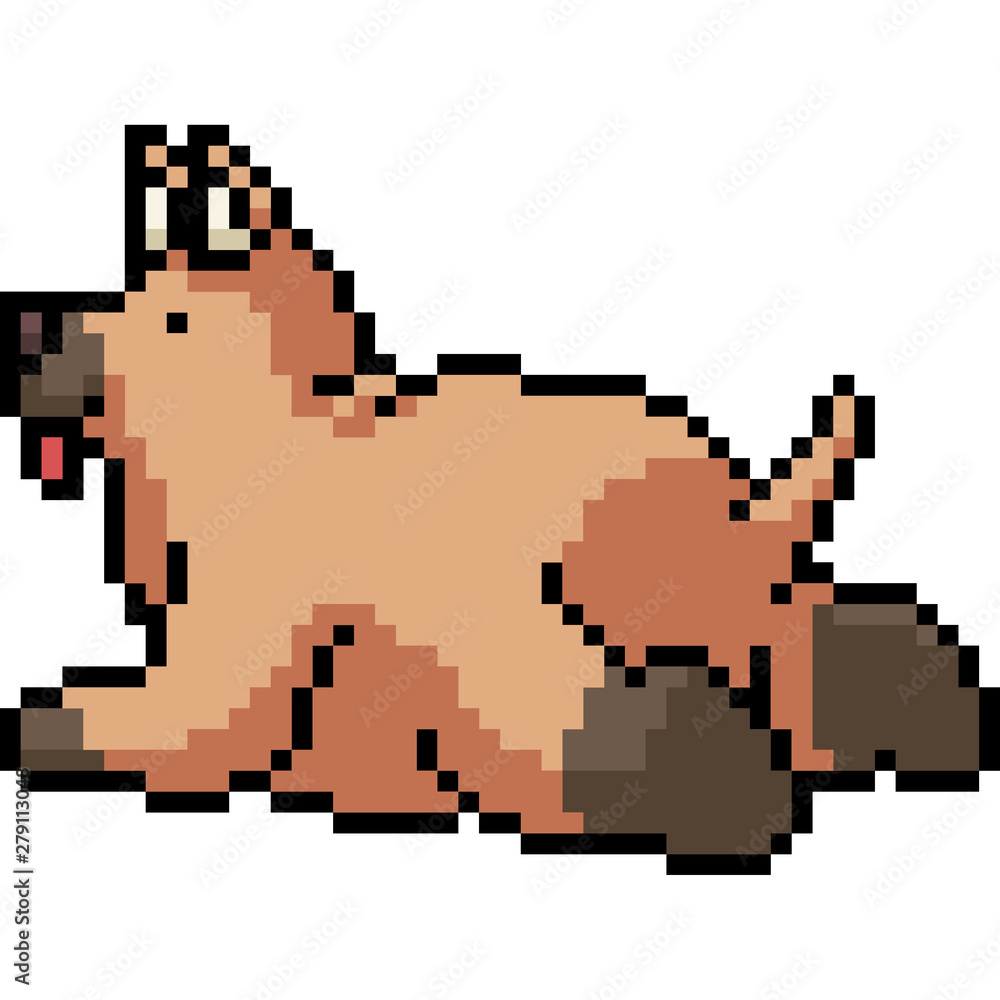 Obraz premium vector pixel art fat dog
