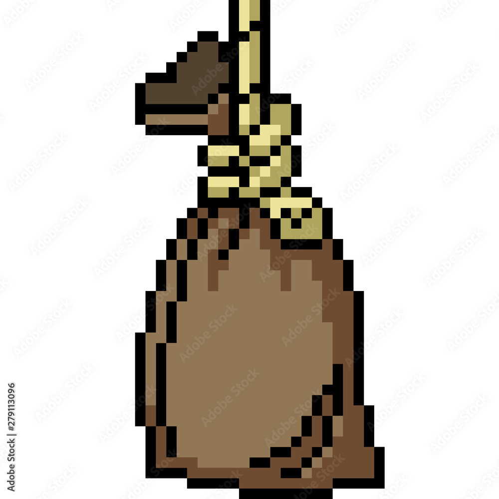 Obraz premium vector pixel art sandbag hang
