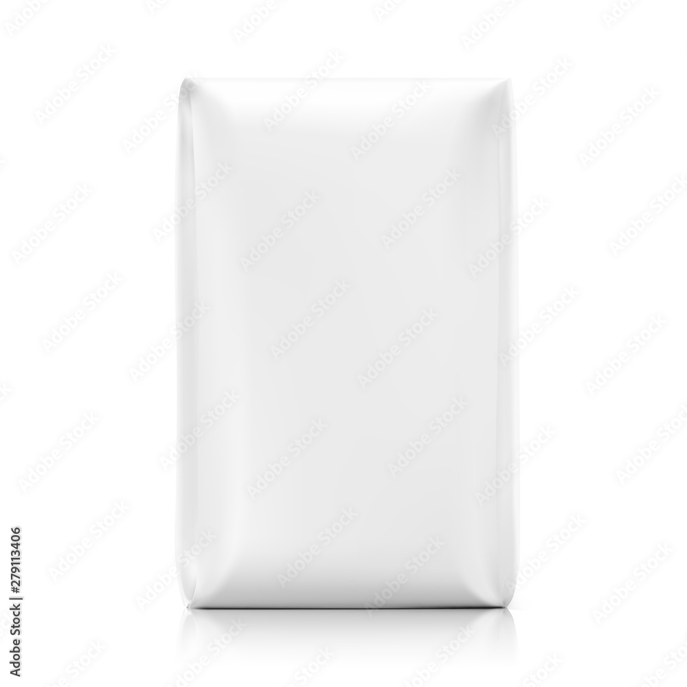 High realistic clean vertical bag mockup. Front view. Vector illustration isolated on white background. Easy to use for presentation your product, idea, promo, design. EPS10. High realistic clean vertical bag mockup. Front view. Vector illustration isolated on white background. Easy to use for presentation your product, idea, promo, design. EPS10.
