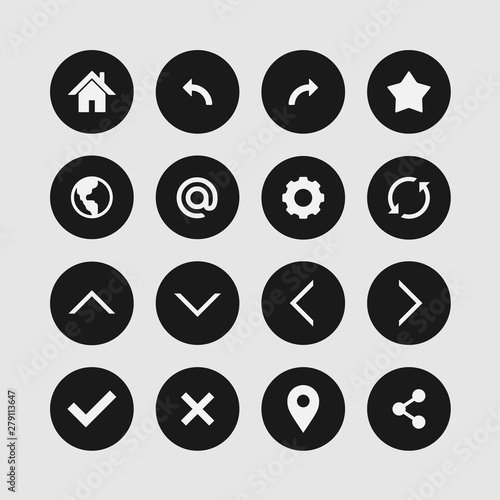 Set of round internet related black and white icons photo