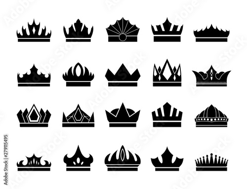 Vector crowns icon. Unusual flat crowns.