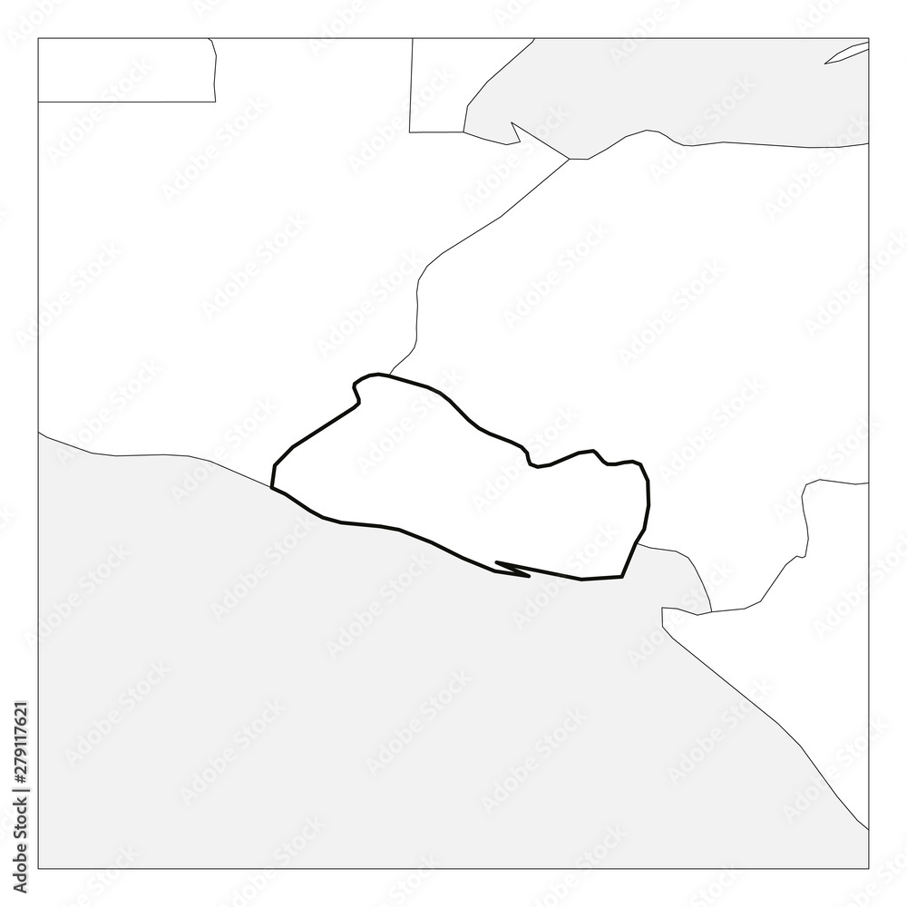 Map of El Salvador black thick outline highlighted with neighbor countries Map of El Salvador black thick outline highlighted with neighbor countries