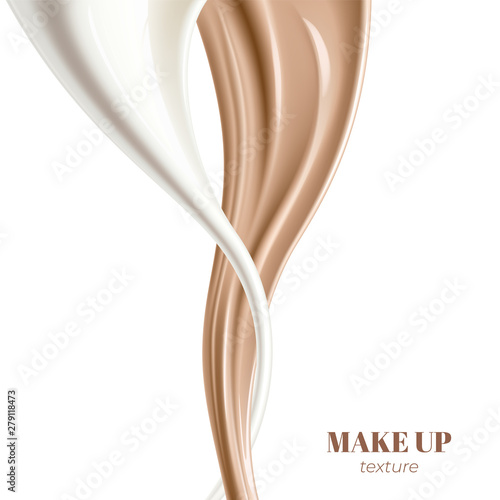 Realistic foundation creamy texture for beauty products ad, 3d effect