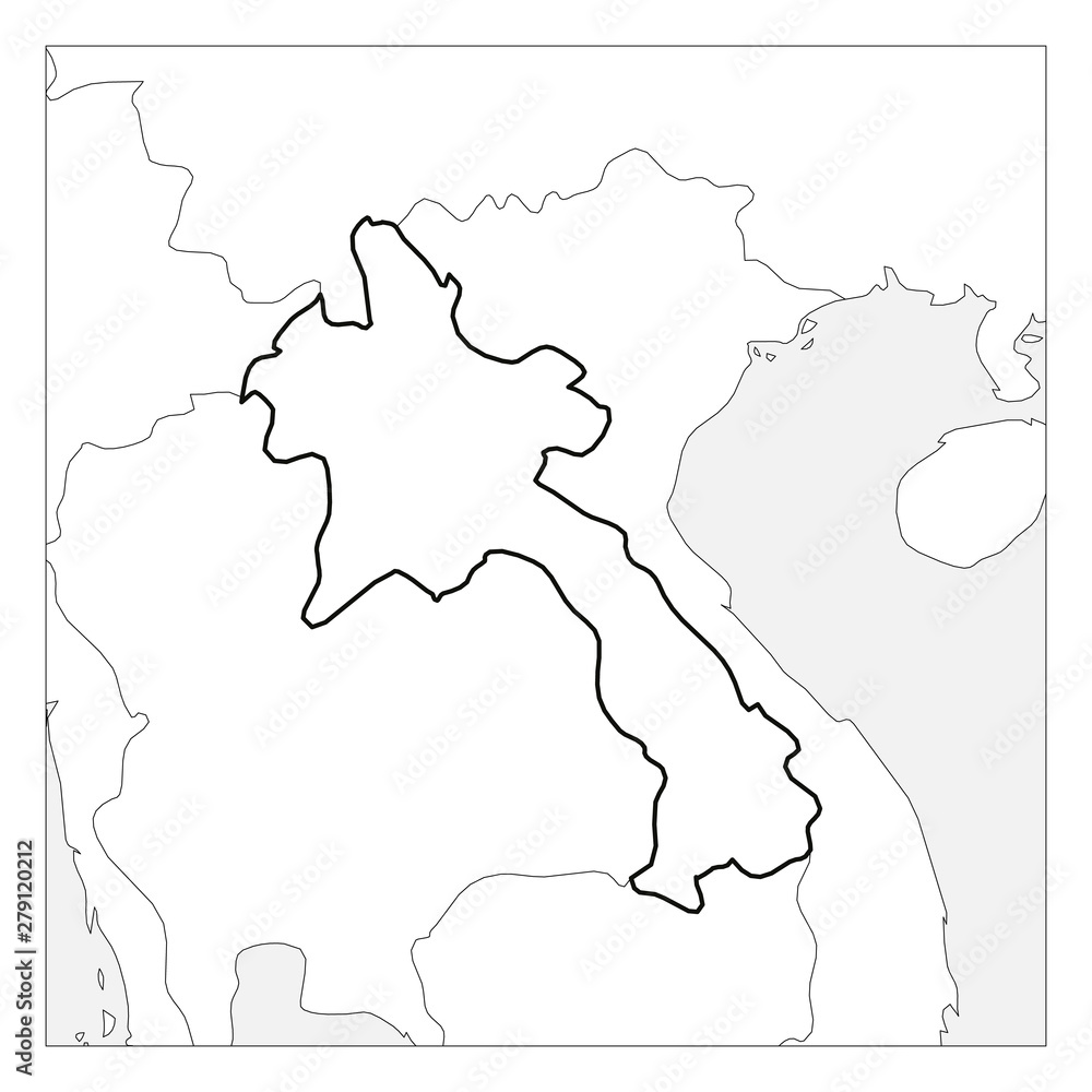 Map of Laos black thick outline highlighted with neighbor countries Map of Laos black thick outline highlighted with neighbor countries