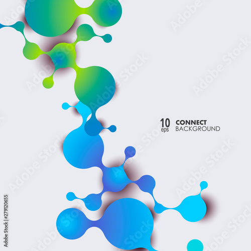 Abstract molecules and communication technology with connected circles with space for your text. Vector illustration