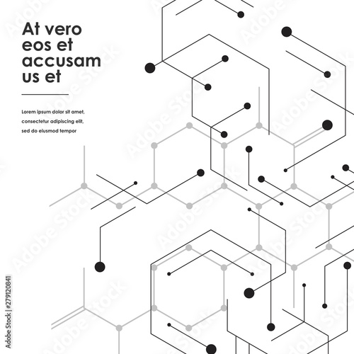 Hexagons genetic, science vector connection, chemical carcass and social network. Abstract concept with lines and dots