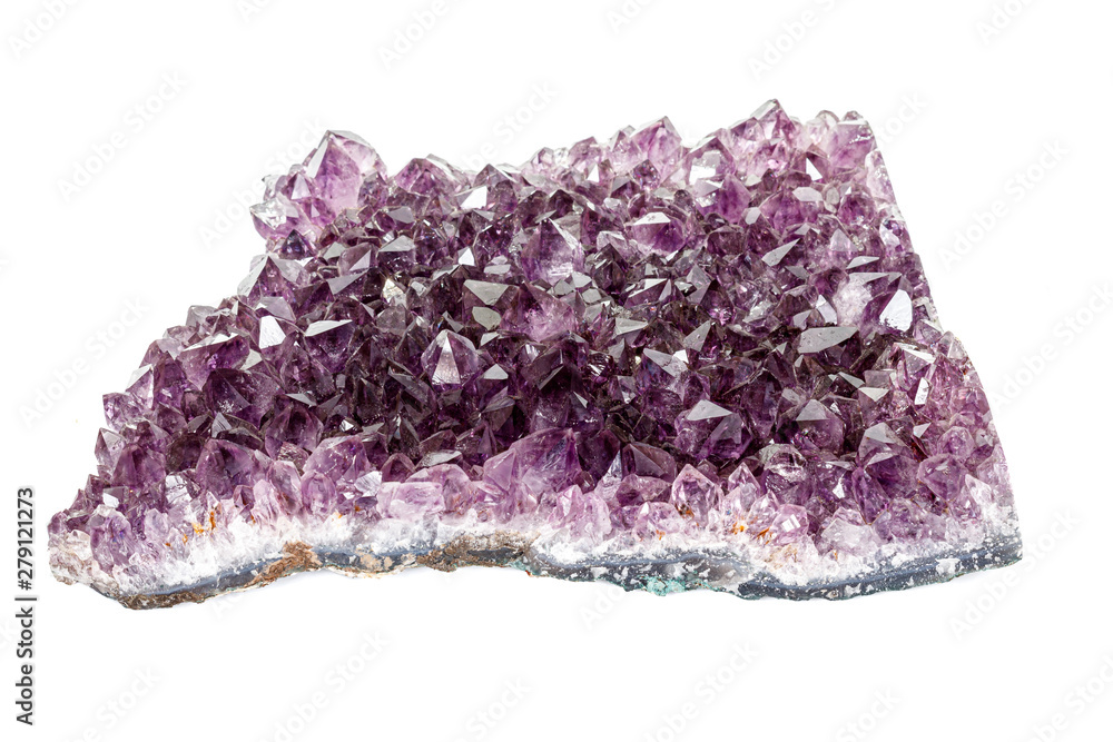 Amethyst Crystal Druse macro mineral on white background Amethyst Crystal Druse macro mineral on white background