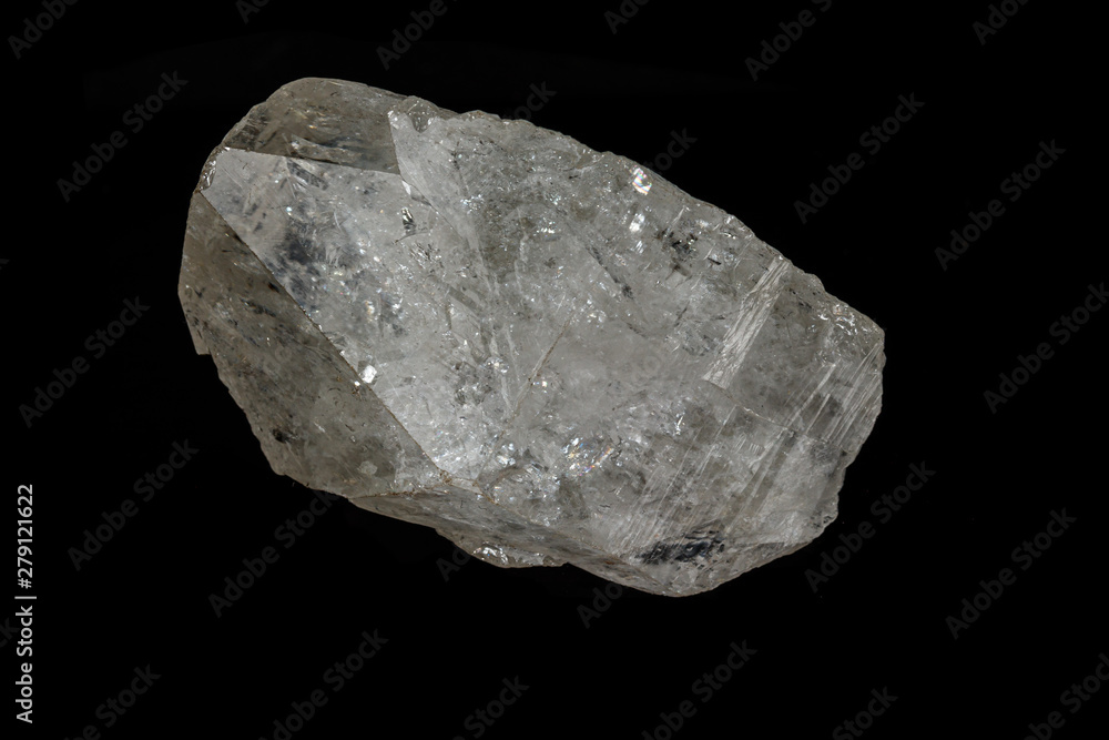 Macro mineral stone rhinestone, rock crystal on a black background Macro mineral stone rhinestone, rock crystal on a black background