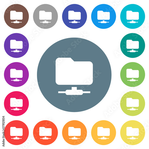 FTP flat white icons on round color backgrounds