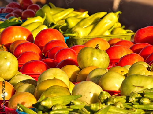 Fresh vegetables for sale on Route 66 at the  Sapulpa Oklahoma Farmers Market. photo