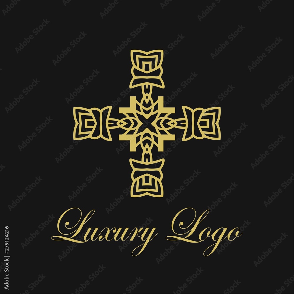 Obraz premium Vector ornament logo design template. Luxury vintage modern art deco element. Can be used as emblem.