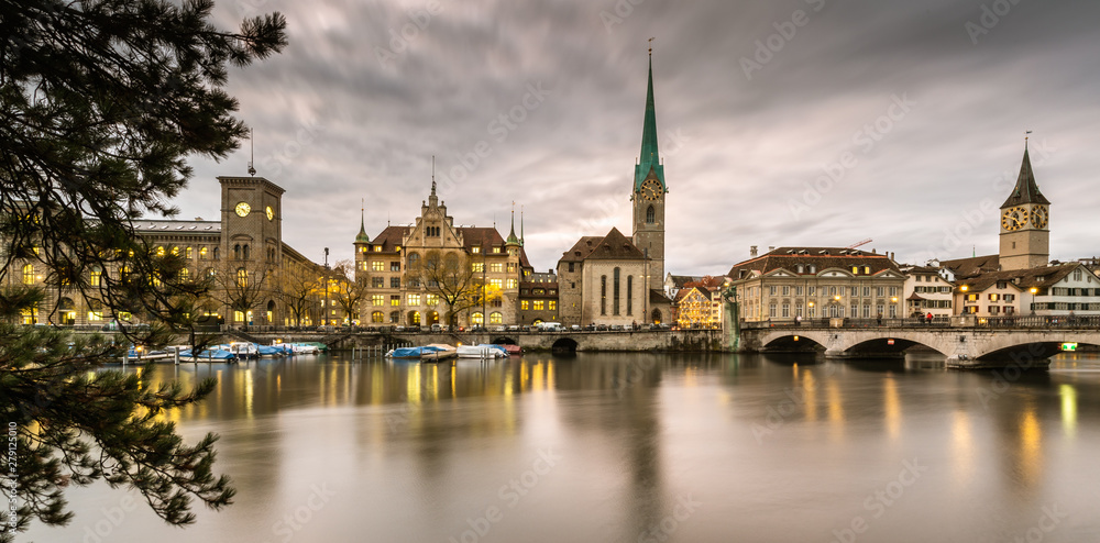 Zurich, Switzerland - view of the old town with the Limmat river