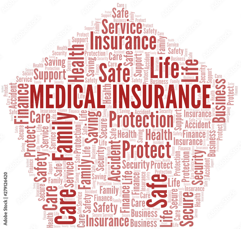Obraz premium Medical Insurance word cloud vector made with text only.