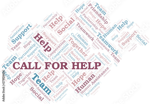 Call For Help word cloud. Vector made with text only.
