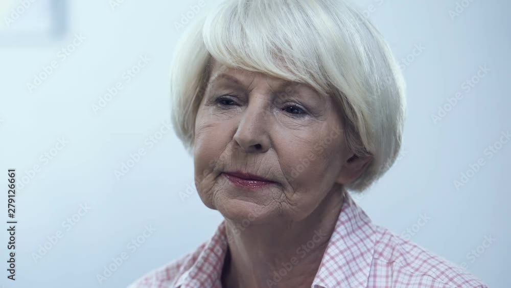 Lonely elderly lady hardly breathing, suffering from incurable illness, health Lonely elderly lady hardly breathing, suffering from incurable illness, health