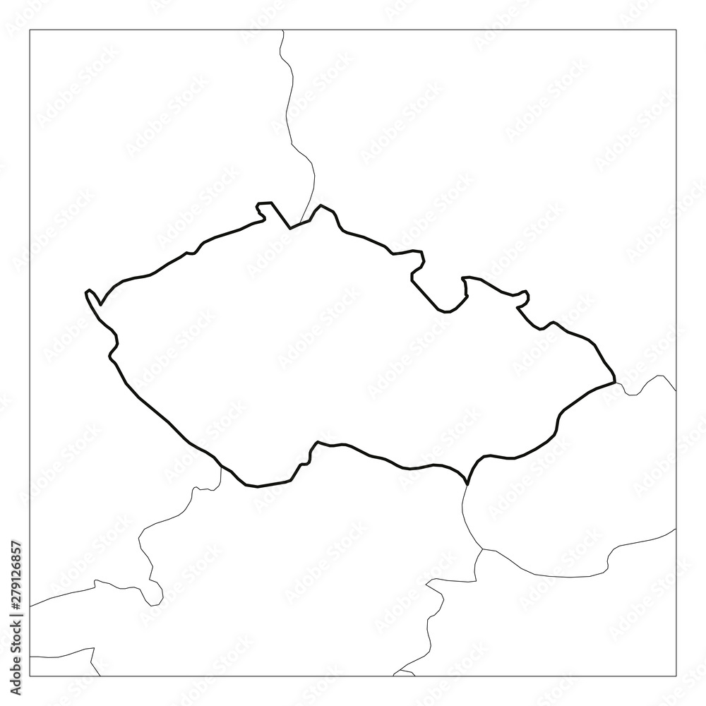 Map of Czech Republic black thick outline highlighted with neighbor countries Map of Czech Republic black thick outline highlighted with neighbor countries