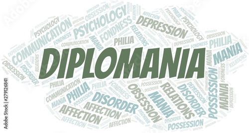 Diplomania word cloud. Type of mania, made with text only.