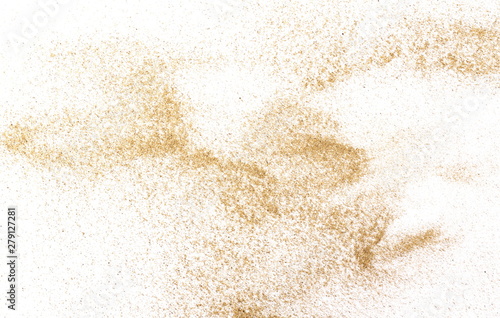 Desert sand pile, dune isolated on white background, top view