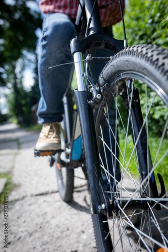 A bicycle trip, a man riding a bicycle