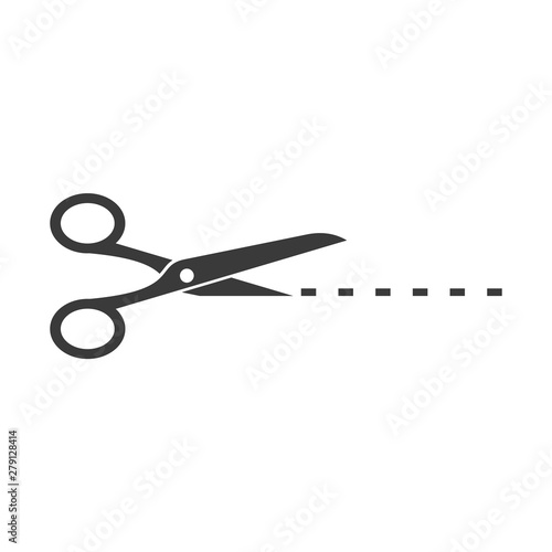 Black scissors cut line icon template color editable. Scissors cut line symbol vector sign isolated on white background. Simple logo vector illustration for graphic and web design.