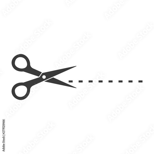 Black scissors cut line icon template color editable. Scissors cut line symbol vector sign isolated on white background. Simple logo vector illustration for graphic and web design.